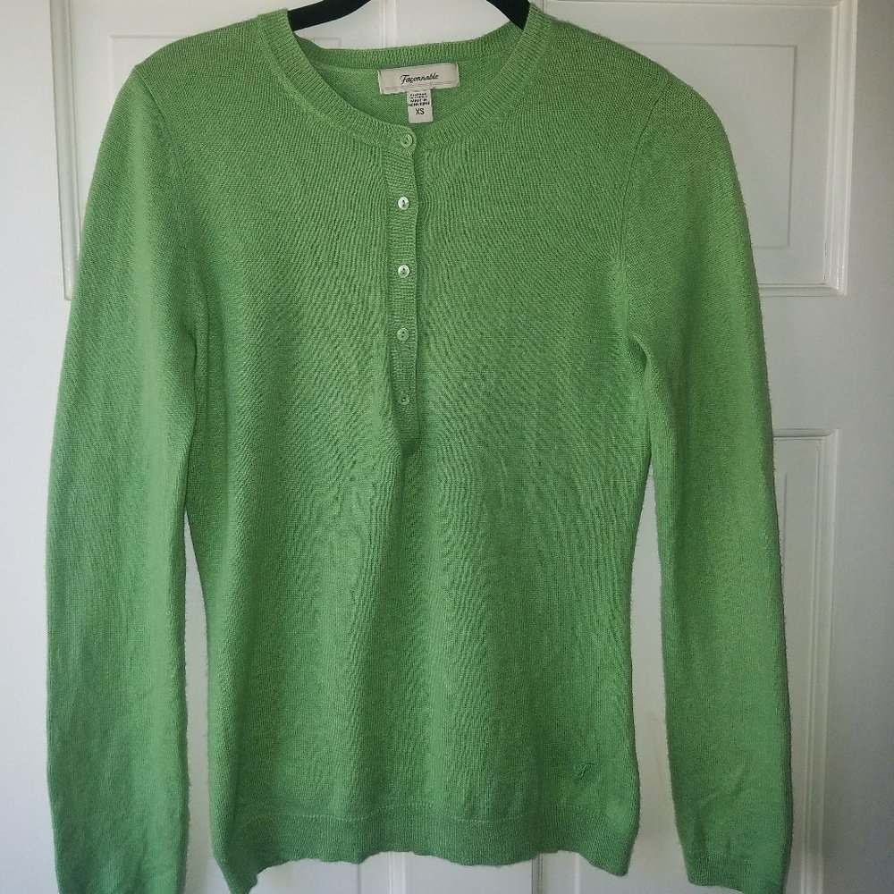 Cashmere and Silk Green Facconable Sweater